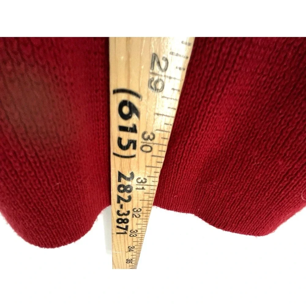 Sag Harbor Women Large Red Long Open‎ Cardigan Cotton Blend